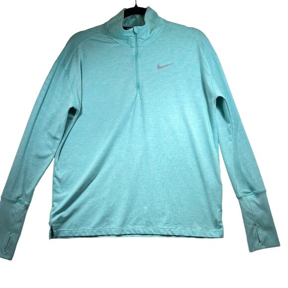 Nike Dri Fit Blue Quarter Zip Long Sleeve Pullover Sweater Shirt Womens Medium - Picture 1 of 13